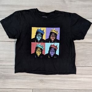 Notorious BIG Cropped Raw Hem Graphic Tee